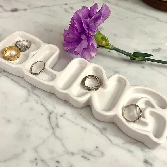 Anthropologie - Ceramic BLING Jewellery/Trinket Holder Dish - White - Picture 3 of 3